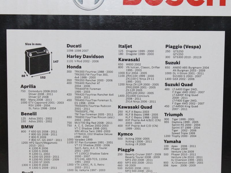 Аккумулятор BOSCH M6 018 YTX14-BS YTX14-4 оригинал (арт. 0092M60180), аналог 31500-HP0-305, 31500-HA7-303, 31500-HA7-304, 31500-HA7-670, 31500-HA7-671, 31500-HA7-672, 31500-HA7-673, 31500-HA7-674, 31500HP0305, 31500HA7303, 31500HA7304, 31500HA7670